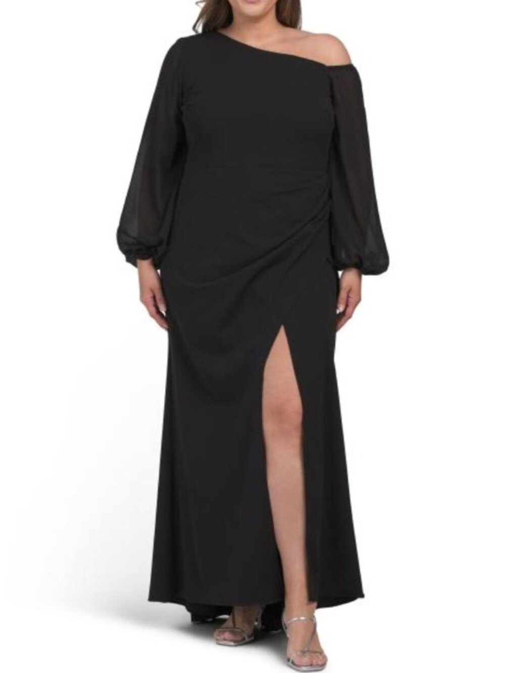 BETSY & ADAM Plus Made In Usa Off The Shoulder Scuba Dress